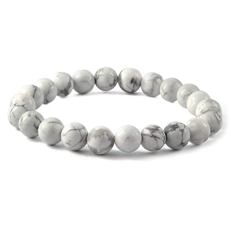 Bracelet hurlé blanc naturel de qualité supérieure rond 10 mm poli fini main - 5