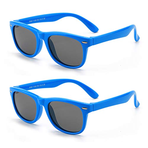 JUSLINK Toddler Sunglasses, Flexible Polarized Kids Sunglasses for Girls Boys and Baby Age 2 to 10, 2 Blue, Small