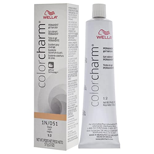 Wella Color Charm Permanent Gel Hair Color For Gray Coverage, 1N/051 Black, 2 Oz #TOP3