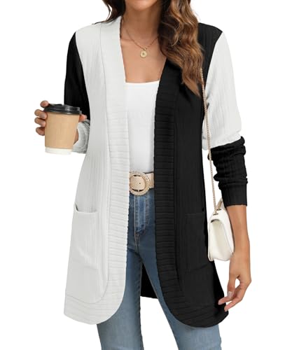 Image of YSYOKOW Cardigan Sweaters for Women Long Sleeve Open Front with Pockets | Long Cardigans for Women Lightweight Soft Casual Dressy Loose Fit Cardigan Sweater with Pockets for Work and Office