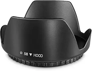 Hanumex Tulip 58Mm Reversible Flower Lens Hood (Black) for Canon Eos 55-250Mm 18-55Mm Ef Lens, Made ABS,58MM Flower Hood