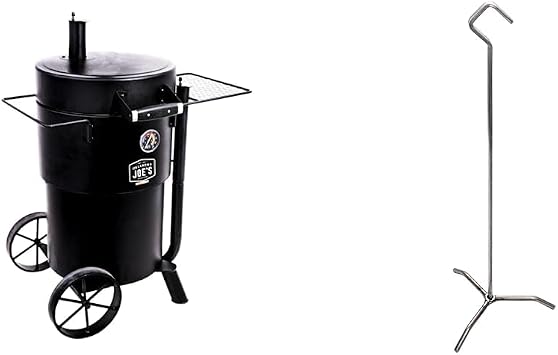 Char-Broil Oklahoma Joes Bronco Barrel Drum Smoker Bundle with 630 Square Inch Cooking Surface and 3-Pack of 15" Super Skewers