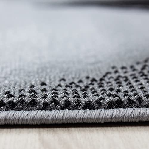 Tapis moderne de salon abstrait noir et gris motif vagues 80x150cm - 2