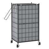 WOWLIVE Laundry Hamper with Wheels,Metal Wire Frame Rolling Laundry Basket with Removable bag,100L Dirty Clothes Hamper Organizer Dorm Room Storage for Bedroom,Bathroom,Grey