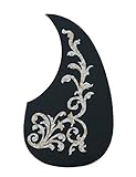 Metallor Acoustic Guitar Pickguard Anti-Scratch Guard Plate Perfect Replacement, Self Adhesive Tear or Water Drop Shape Pick Guards Various Color, Cool Guitar Accessories Gifts (Laser Flower)