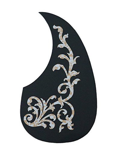 Metallor Acoustic Guitar Pickguard Anti-Scratch Guard Plate Perfect Replacement, Self Adhesive Tear or Water Drop Shape Pick Guards Various Color, Cool Guitar Accessories Gifts (Laser Flower)