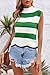 Saodimallsu Womens Striped Sweater Vest Sleeveless Mock Neck Cap Sleeve Ribbed Knit Summer Crop Tops Green