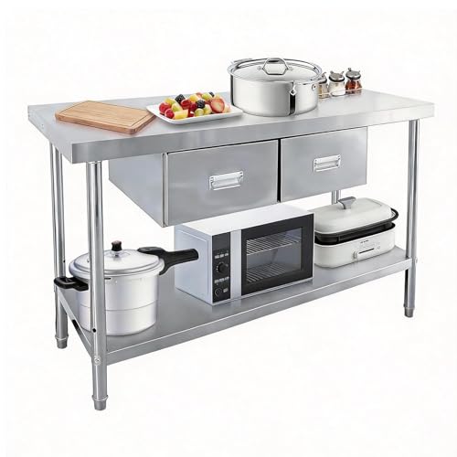 Adjustable-Shelf Worktable with Drawer