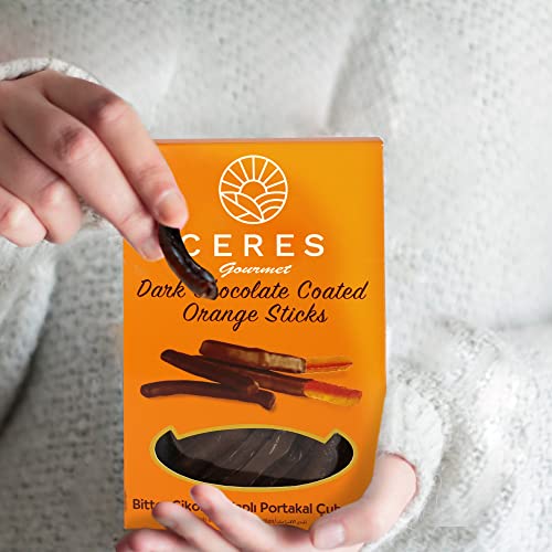 Chocolate Covered Orange Peel Sticks, Candied Orange Peel Slices Coated With Dark Chocolate, Incredibly Delicious Sweet Yummy Chocolates Coated Fruit Candy Treats 2.29 Oz #TOP2