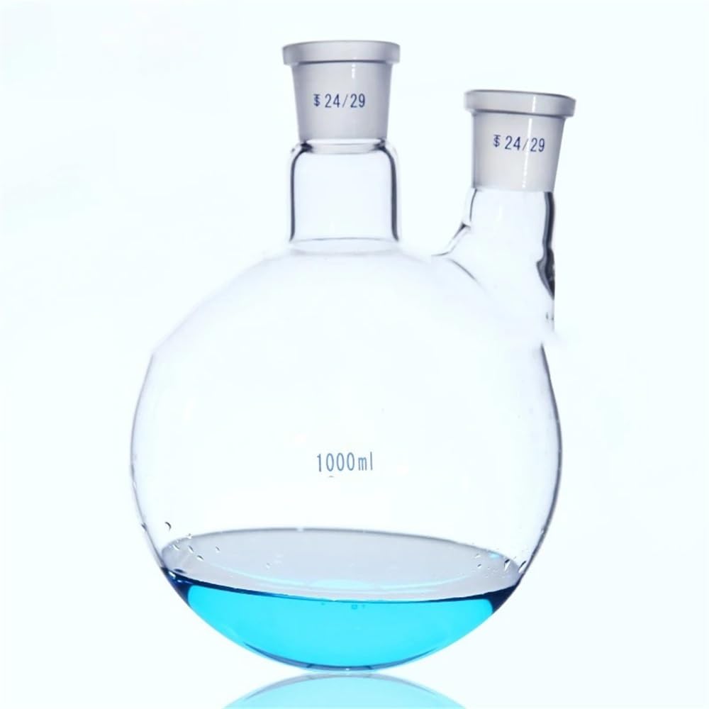 1 STÜCKE 50 ml Bis 2000 ml Laborglas Standardschliff Rundkolben Mit Zwei Hälsen(500ml 24x24)