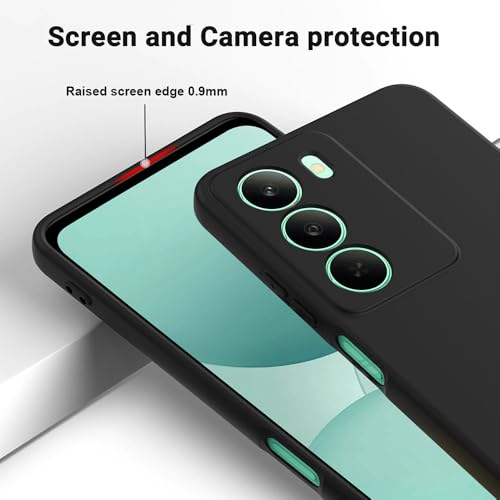 Image of Back Cover Compatible with Realme P4x 5G | Full Camera Protection | Premium Liquid Silicon Case | Flexible Bumper Case for Realme P4x 5G (Black)