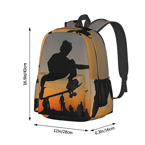 Sac à dos décontracté imprimé planche à roulettes pour le collège et le skate - 6