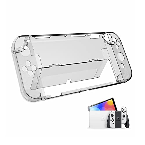 Gsrypc 5 In 1 Hd Clear Shock-Absorption And Anti-Scratch Design Protective Case With Bracket Compatible With Nintendo Switch Oled Model 2021 Protective Case Cover And Joy-Con Controller #TOP2