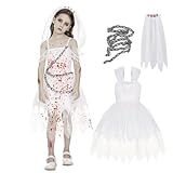 ️【Horror-Kostüme】 Wenn Sie immer noch nicht wissen, welches Kostüm Sie Ihrem Kind zu Halloween schenken sollen, ist dieses Geisterbrautkleid die beste Wahl. Wenn Ihr Kind dieses Kostüm in der Halloween-Nacht mit den vorbereiteten Ketten und dem gruseligen Make-up trägt, wird es den ersten Platz im Halloween-Kostümwettbewerb gewinnen!