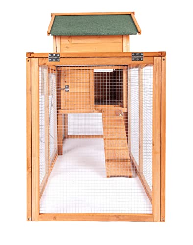GOJOOASIS 80" Chicken Coop for 2-4 Chickens Outdoor Wooden Hen House Poultry Pet Hutch for Backyard w/Run Cage & Nesting Box(A) - Thumbnail 6