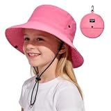 PONCEAU Sonnenhut Kinder Jungen Mädchen, UV-Schutz 50+ Fischerhut Wasserabweisend, Faltbarer Sommerhut mit Karabiner & Kinnriemen, Atmungsaktiv Outdoor Strandhut für Kleinkind