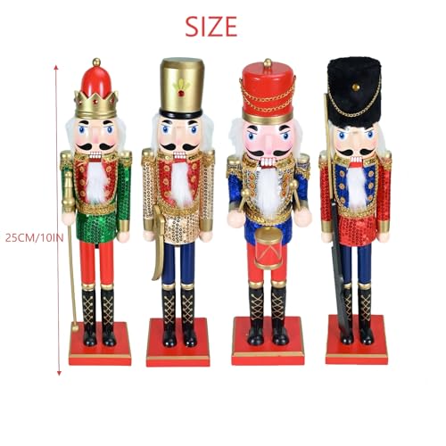 ENLAYER Nutcracker Figures Set of 15 Christmas Decorative, Nutcracker Puppet Wooden Pure Hand-Painted Nutcracker, Festive Collectible Puppet Toy Kids Gifts Christmas Decorations (10Inch-CCC)