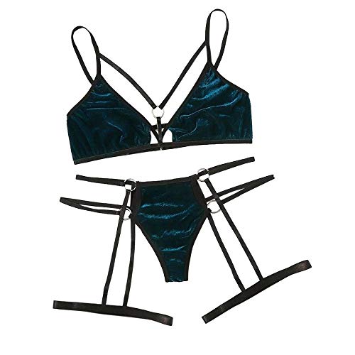 Ensemble de lingerie sexy en bandage de velours pour femmes avec lacet