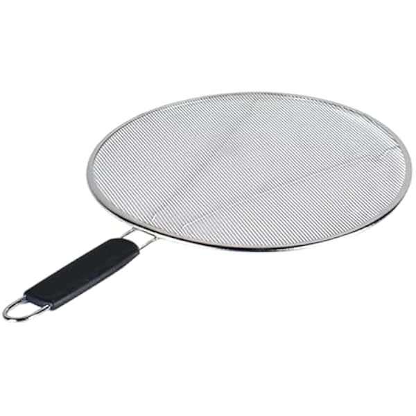 Grease Splatter Guard - Fine Mesh Screen Protector Kitchen Tool for Searing Meat Premium Quality Shield Cooking Pot Accessory with Heat Resistant Handle Frying Pan Set for Sizzling and Grilling