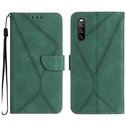 Rfvzubemok Compatible with Sony Xperia 10 V 5G Case,Compatible with Sony Xperia 10 V 5G Kickstand Flip Card Slot Magnetic Closure Phone Cover Green