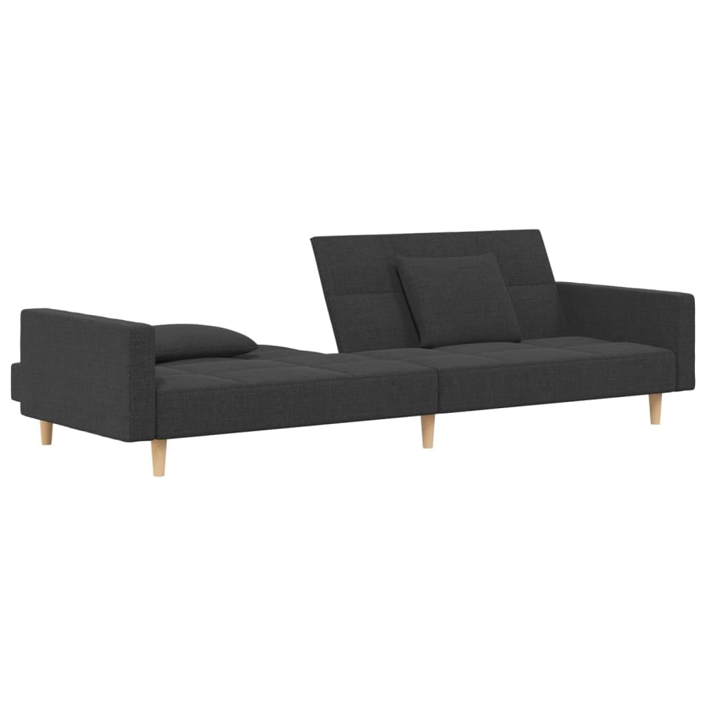 Sofá cama de 2 plazas, color gris oscuro, 220 x 84,5 x 69 cm, marco de madera, moderno con 2 cojines, función plegable, poco espacio, para sala de estar, dormitorio de invitados, oficina