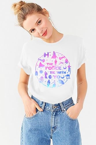 Image of FRYAID Women May The Power Be with You Graphic T Shirt Short Sleeve Casual Tops Summer Fun Vacation Shirt Soft Casual Fit