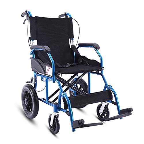 KHUY Ergonomische ultra lichtgewicht handmatige rolstoel, zwart en blauw, 16 inch zitbreedte