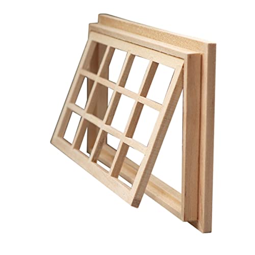 Miniature Dollhouse Window Frame, 1:12 Scale Unfinished Wood Window Model
