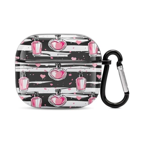 Make Up Theme Pattern with Perfume Earbud Case Bluetooth Headphone Case Full Protective Hard Case with Keychain Compatible with Airpods 3
