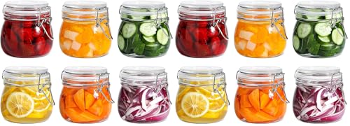 Image of ComSaf Airtight Glass Jars with Lids 17oz Small Food Storage Container Set of 6 - Airtight Canister with Clear Preserving Seal Wire Clip Fastening for Kitchen Canning Pickling Mason jars (Pack of 2)