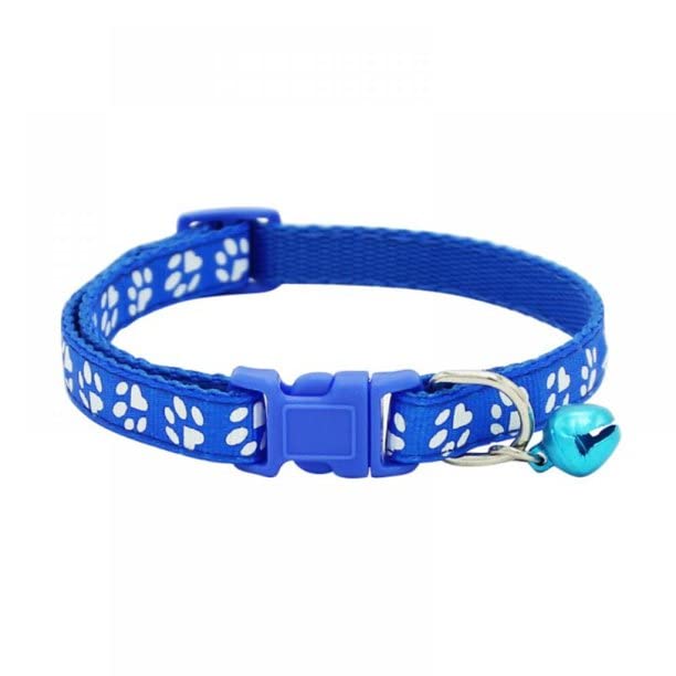 Pups&Pets Footprint Cat Collar with Bell Basic Dog Cat Collar Buckle Adjustable Polyester Cat Dog Collar Quick Release and Breathable Collar 10 MM (Blue Color) (B09ZT3SVT1) Amazon Price History, Amazon Price Tracker
