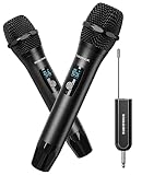 SUDOTACK Wireless Microphone, [Clear Sound][Plug & Play] Metal UHF Dual Cordless Handheld Dynamic Mi