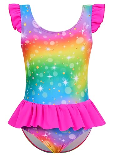 Image of Toddler Girls One Piece Ruffle Swimsuit Mermaid Bathing Suit 2-7Y