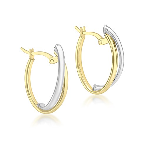 Boucles d'oreilles or deux couleurs pendantes légères et chic pour femme moderne