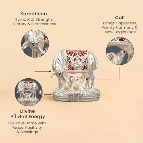 Image of Astrotalk Kamdhenu Cow with Calf Murti (3x3.5 Inch) | Divine Symbol for Abundance & Prosperity | Sacred Vastu & Pooja Idol | Home Decor for Living Room & Office Desk | Good Luck Gift for Man & Woman