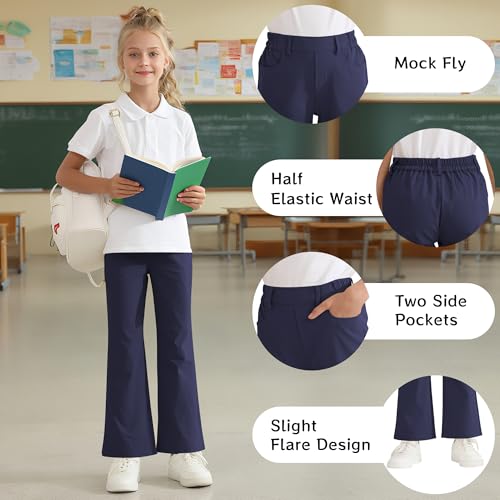 Image of Girls Flare Dress Pants, Bootcut School Uniform Slacks Size 6-15 Years