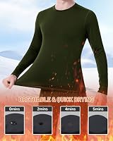 Runhit Thermal Underwear for Men Fleece Lined Long Johns Base Layer Top Bottom Set Cold Weather Gear Hunting Running Skiing Cycling Army Green 2XL — image 4