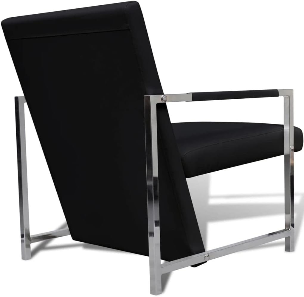 vidaXL Armchair Black Artificial Leather Standard Ergonomic Armchair