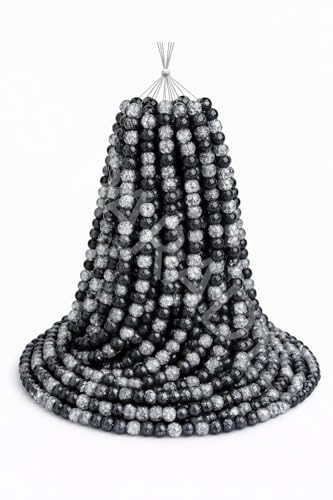 Image of SS Paradise 8mm Glass Beads (6 Colors 300 Pieces) for Jewellery Making | Round Loose Beads Strands for Necklace, (Set 2)