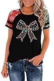 Ovazly Christmas Shirt for Women Raglan Sleeve Graphic Xmas Festival Shirts Cute Holiday Trendy Tops Casual Tee Gift(CRS03BK,X-Large)