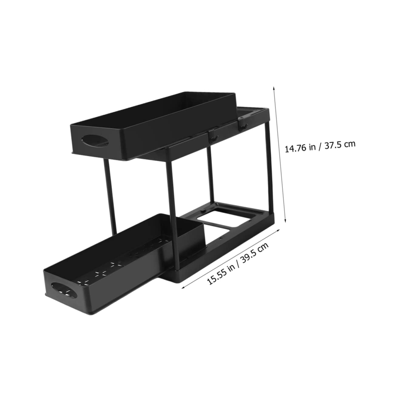LABRIMP Organizador Productos de Limpieza Extraíble para Debajo del Fregadero, 2 Niveles, Abs Negro, Diseño Deslizante, Adecuado para Baño y Cocina