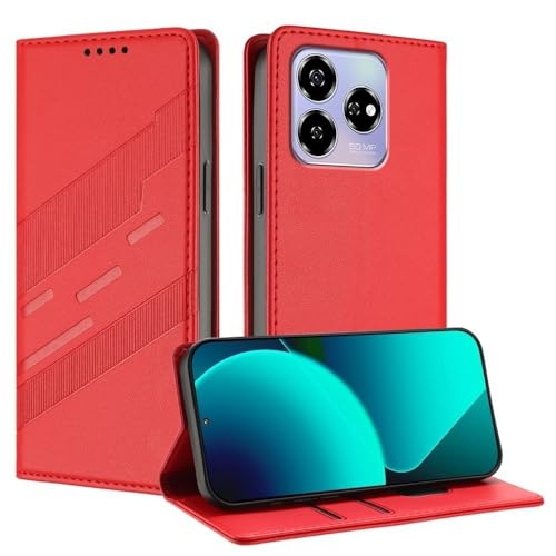 Étui ZTE Blade A56 pro rouge antichoc pour éviter les rayures d'écran avec rabat