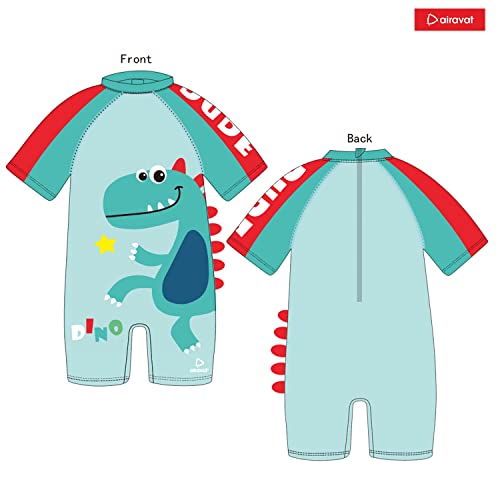 Image of AIRAVAT Children Swimsuit Set, 1513 Dino Kids Bathing Suit Swimwear, Half Sleeves 1 Piece Swimming Wear for Kids, Swimming Costume for Kids