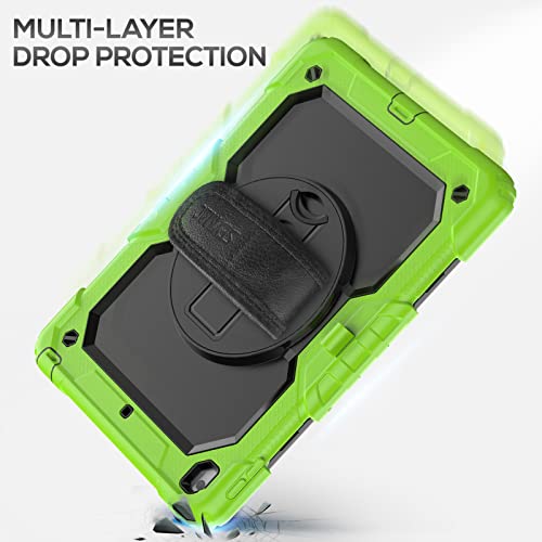Seymac Kids Case For Ipad 9Th/8Th/7Th Generation Ipad 10.2 Case 2021/2020/2019, Heavy Duty Protective Shockproof Case With Screen Protector, Rotating Stand/Handle/Shoulder Strap For Ipad 10.2, Green #TOP6