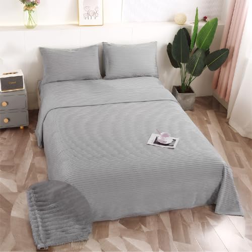 Juego de Sábanas Jacquard Termica 3 Piezas para Cama de 135 - Sábanas para Invierno Polar Cama Matrimonio | Bajera Ajustable 135x190/200+30cm, Encimera de 210x260cm y una Funda Almohada 45x150cm