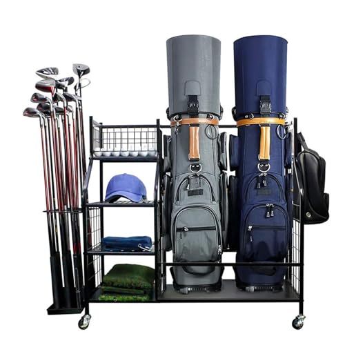 Organizador de almacenamiento para bolsas de golf con estantes estables