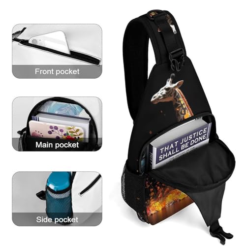 Colorful Giraffe Sling Bag Sport Backpack Hiking Daypack miniatura 4