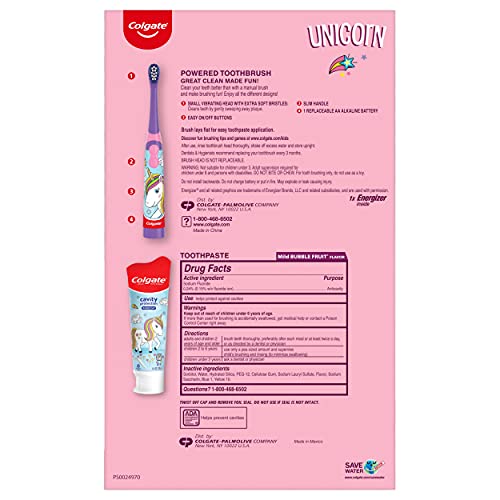 Colgate Kids Toothbrush Set With Unicorn Gift Set, 2 Battery Toothbrushes And 2 Toothpastes #TOP1