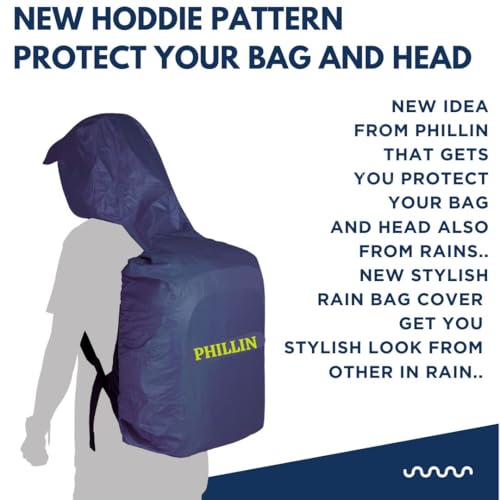 Image of Rain Cover for Backpack with Elastic Adjustable and Carrying Pouch Dustproof Waterproof Laptop Bag Protector Travel Accessories 35-45 Liter Hoddy Style (Navy Blue)