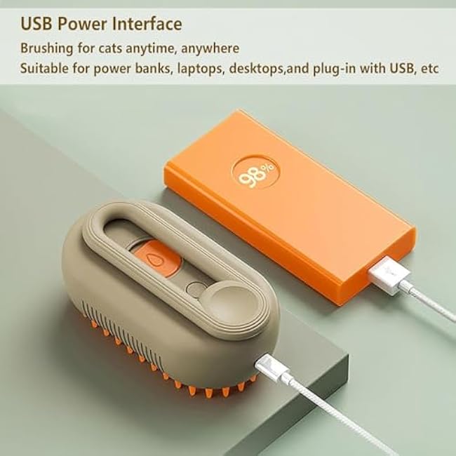 Pet Steam Groomer Brush, 3 in 1 Steam Cat Steam Brush for Shedding & Grooming, Multifunctional Hair Removal Comb for Cats Dogs (White)-q9D9Por9